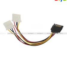 SATA 15 Pin Male to 2 Female 4 Pin Power Cable for IDE HDD DVD lot wholesale