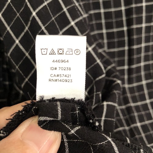 Loft Blouse Size XS Black White Ruffle Sleeve Windowpane Top Button Back Rayon - Picture 7 of 10