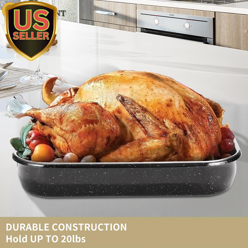 Roasting Pan with Rack, 16 X 11 Inch Rectangular Roasting Pan, 20Lb Turkey Roast - Picture 4 of 7