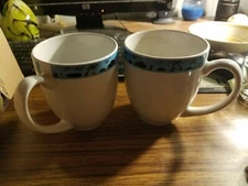  2 M Ware Blue white Coffee Cup Mug island life