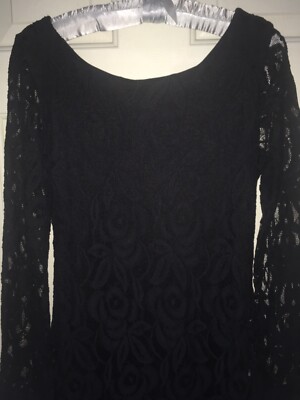 Fire Los Angeles Black Lace Overlay Fitted Sheath Dress, Size Med, NWT,  Lined