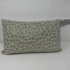 Artistic Accents Beaded White Silver Accent Decorative Couch Bed Pillow 18x11"