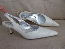 FREE LANCE escarpins slingbacks cuir blanc bouts pointus petit talon T 39