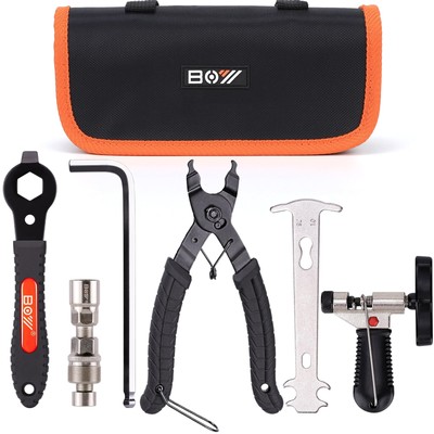 Bike Chain and Crank Repair Tool Kit with Bag, Chain Breaker & Link Pliers & ...