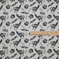 Glow Ghosts Black/White Tossed Bones Glows Halloween Fabric 1/2 Yard 9606G-9