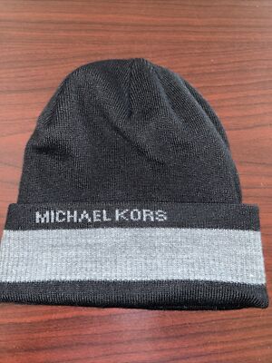 Michael Michael kors gray black beanie hat Michael Kors Slouchy Beanie Hat Black and Derby Grey Striped  main image 2