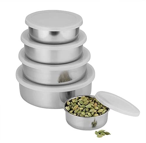 Stainless Steel Fridge Container Pack of 5 Silver