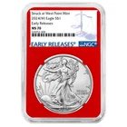 2024 (W) $1 American Silver Eagle NGC MS70 ER Blue Label Red Core