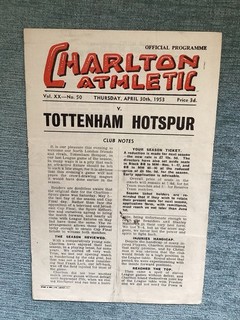 Charlton Athletic v Tottenham (First Division) 30/4/1953