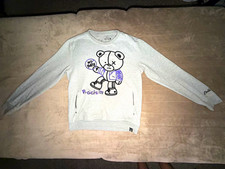 Men's Gray Cotton Pullover Crew Neck Sweatshirt Graphic Print Long Sleeve M