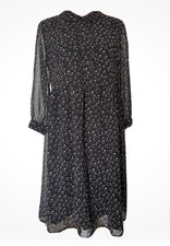 Uniqlo Peter Pan Collar Dress Size Medium Black Pink 3/4 Length Sheer Sleeves