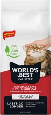 KENT PET GROUP WORLD'S BEST CAT LITTER Multiple Cat Unscented, 32-Pounds - Natural Ingredients,