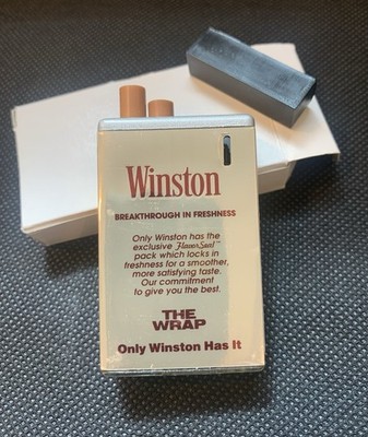 winston cigarette pack lighter WINSTON LIGHTS CIGARETTE PACK LIGHTER W/BOX RJR TOBACCO CO PROMOTION *NEW*