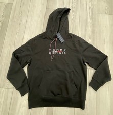 Tommy Hilfiger Hoodie Men Large Black Logo Pu...