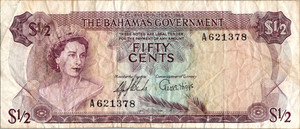 BAHAMAS, $ 1/2 ,QEII,  L.1968
