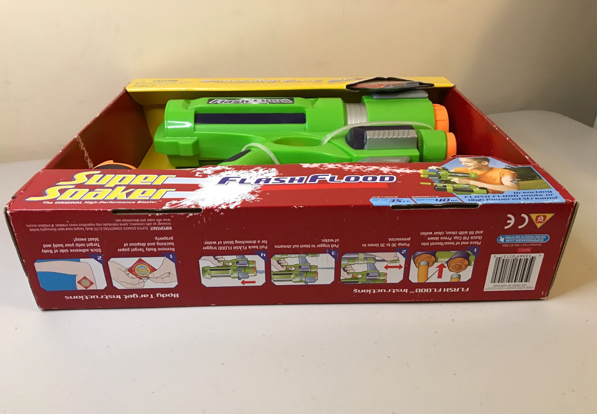 Vintage Super Soaker Flash Flood Water Gun Green NEW SEALED in Box