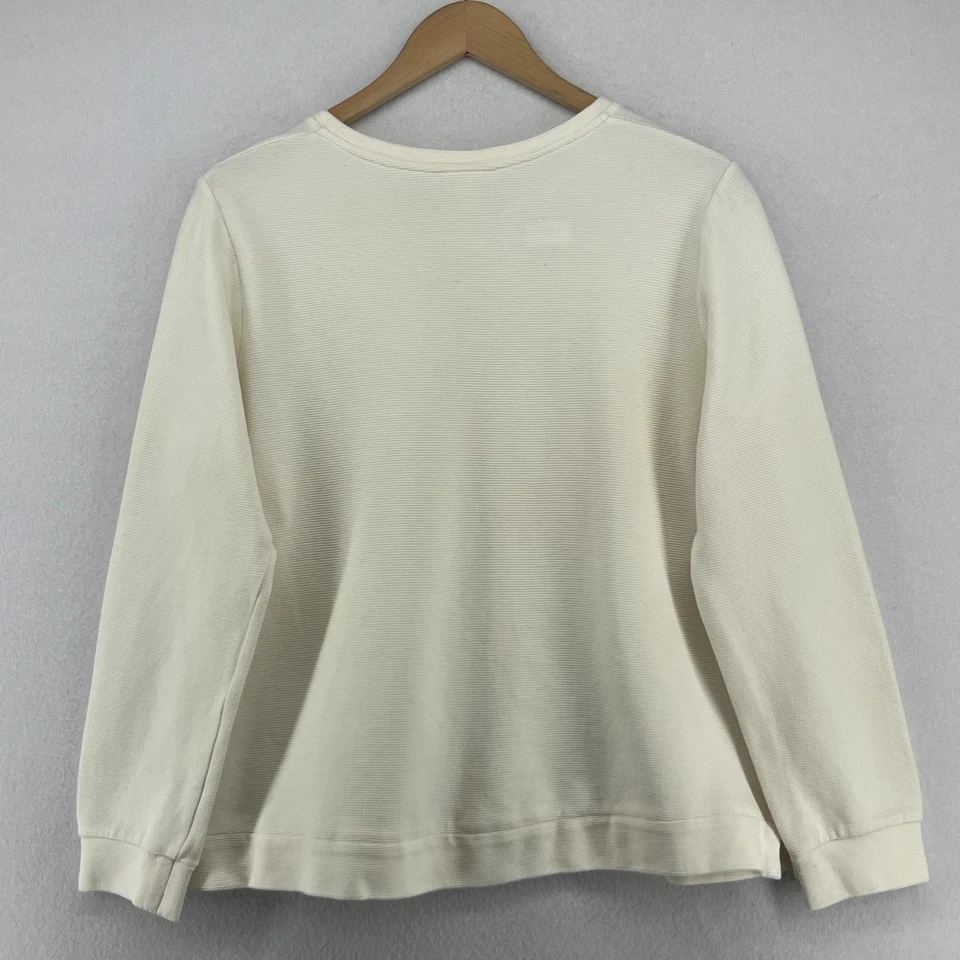Suéter EILEEN FISHER M Mezcla de Algodón Orgánico Pullover Acanalado Off White EE. UU. Foto 2 de 4