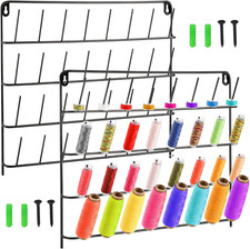 2 Pack 32 Spools Metal Thread Holder, Large Racks, Wall Mount Storage Organizer