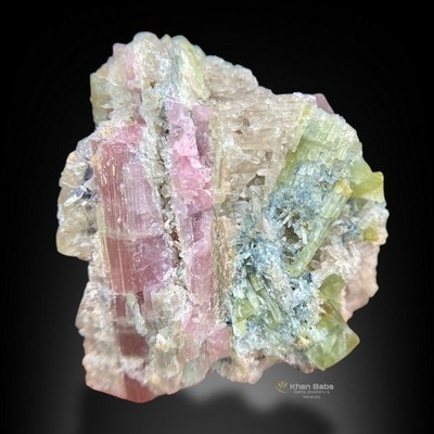 64GM | Wow Bi-Color Tourmaline Crystal Cluster w/Quartz Specimen | Afghanistan