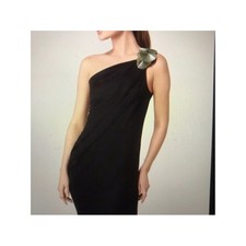 Tory Burch Silk Black Ikela Asymmetrical One Shoulder Dress Size Medium