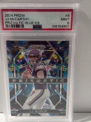 J.J. McCarthy 2024 Prizm Prizmatic Blue Ice RC /99 PSA 9 #8