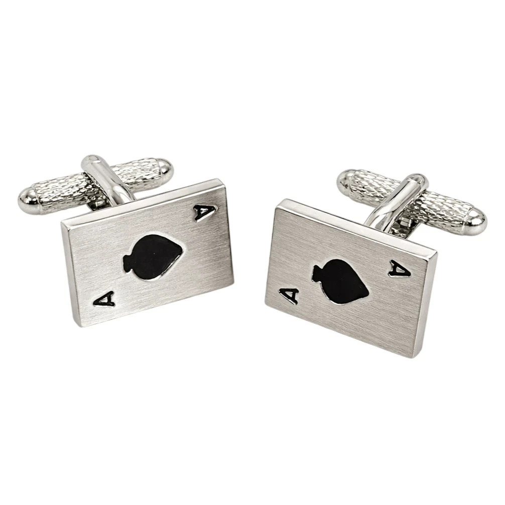 Ace of Spades Cufflinks - Onyx Art GMC35 Playing Cards Poker Casino Gift