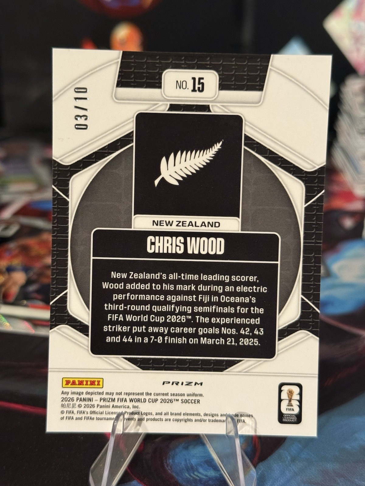 2026 Panini Prizm Fifa World Cup - Trophy Hunting Chris Wood #15 Gold Prizm /10 view 2