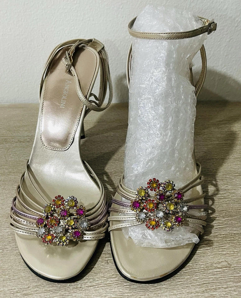 Enzo Angiolini  ✨Gold ✨ankle strap ✨Rhinestone sandals ✨size 8 1/2 - Image 2 of 4