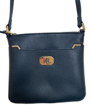 LRL Lauren Ralph Lauren BLACK ACADIA II Faux Leather CROSSBODY BAG Gold-tone HW