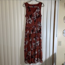 Womens Simply Vera Wang Sleeveless Dress L- Maxi length (rust, black and cream