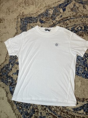 Stone Island Cotton Crewneck T-Shirt Size Large L Patch White Flaws On Rear
