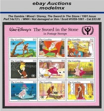 Disney, Gambia, 1991, Sc.1059-61, The Sword In The Stone, MNH, Cat.$33.00