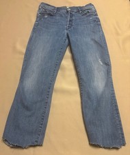 MOTHER Jeans The Stunner Fray Size 28 Graffiti Girl Distressed Buttons READ