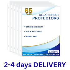 65 Pack Clear Sheet Protectors, 8.5 x 11 inch Page Protectors for 3 Ring Binder.