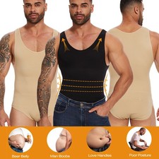 Men Shapewear Tummy Control Full Body Shaper Compression Slimming Bodysuit Vests