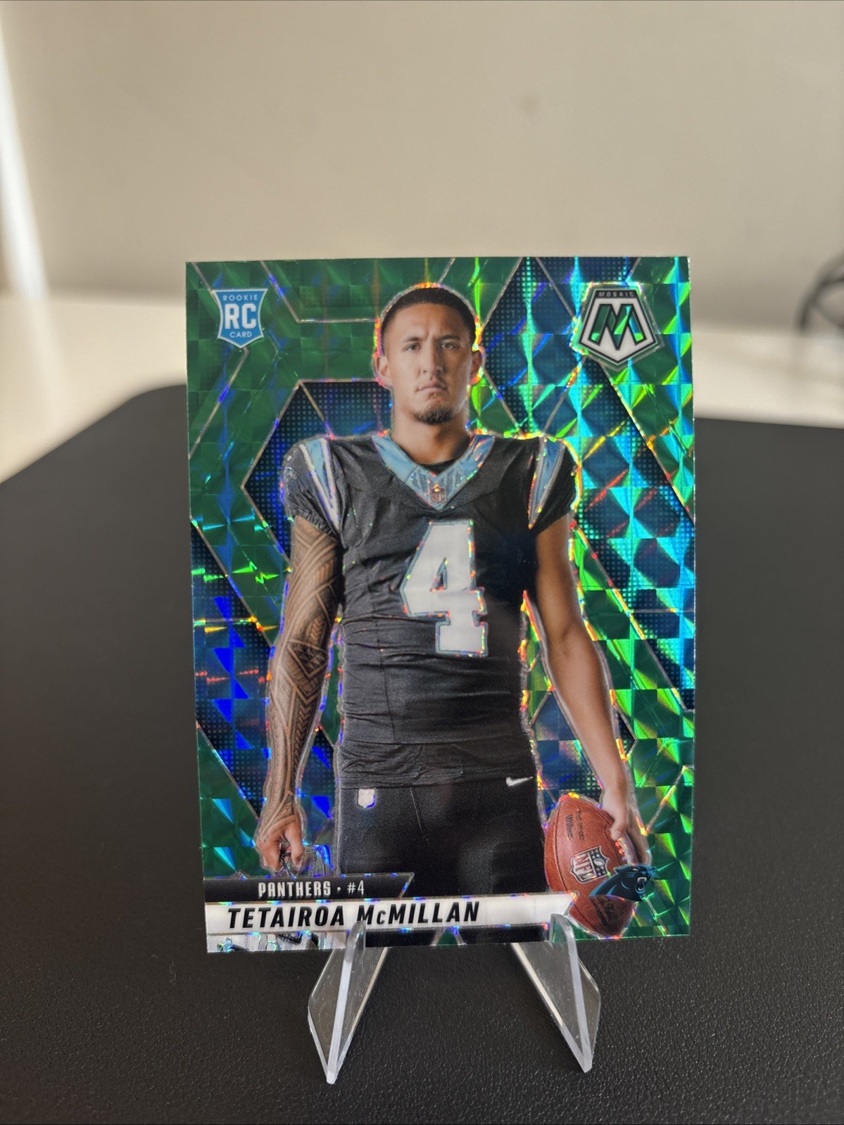 2025 Panini Mosaic TETAIROA MCMILLAN Rookie RC #274 Green Prizm Photo Variation