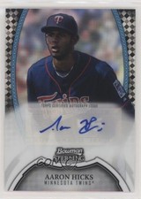 2011 Bowman Sterling Prospect Black Refractor 24/25 Aaron Hicks #BSP-AH Auto v9t