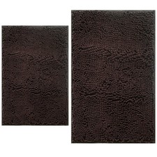Bathroom Rugs Sets 2 Piece Extra Soft Chenille Non-Slip Coffee 20x32 16x24in