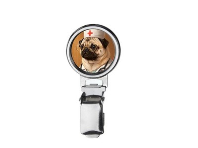 nai81 Mops Arzt Krankenschwester Kuppel Hund Show Ring Clip & Karte Event Ausweis Halter