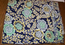 Vtg Feed Sack FabricGreen flowers, yellow leaves design 1930's-1950's -37" x 44"
