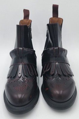 Dr. Martens Tina Womens 6 Cherry Red Arcadia Leather Brogue Chelsea Boots Kiltie