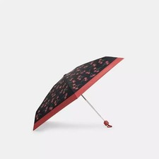 Coach Mini Umbrella Black Cherry Print NWT CDF36