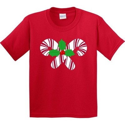 Inktastic Candy Canes And Holly Christmas Youth T-Shirt Holiday Cute Clothing