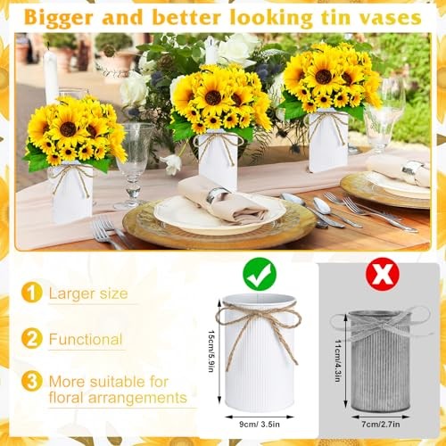 6 Sets Fake Centerpiece Table Decorations with 6 Pcs 6 Inch Large Sunflower