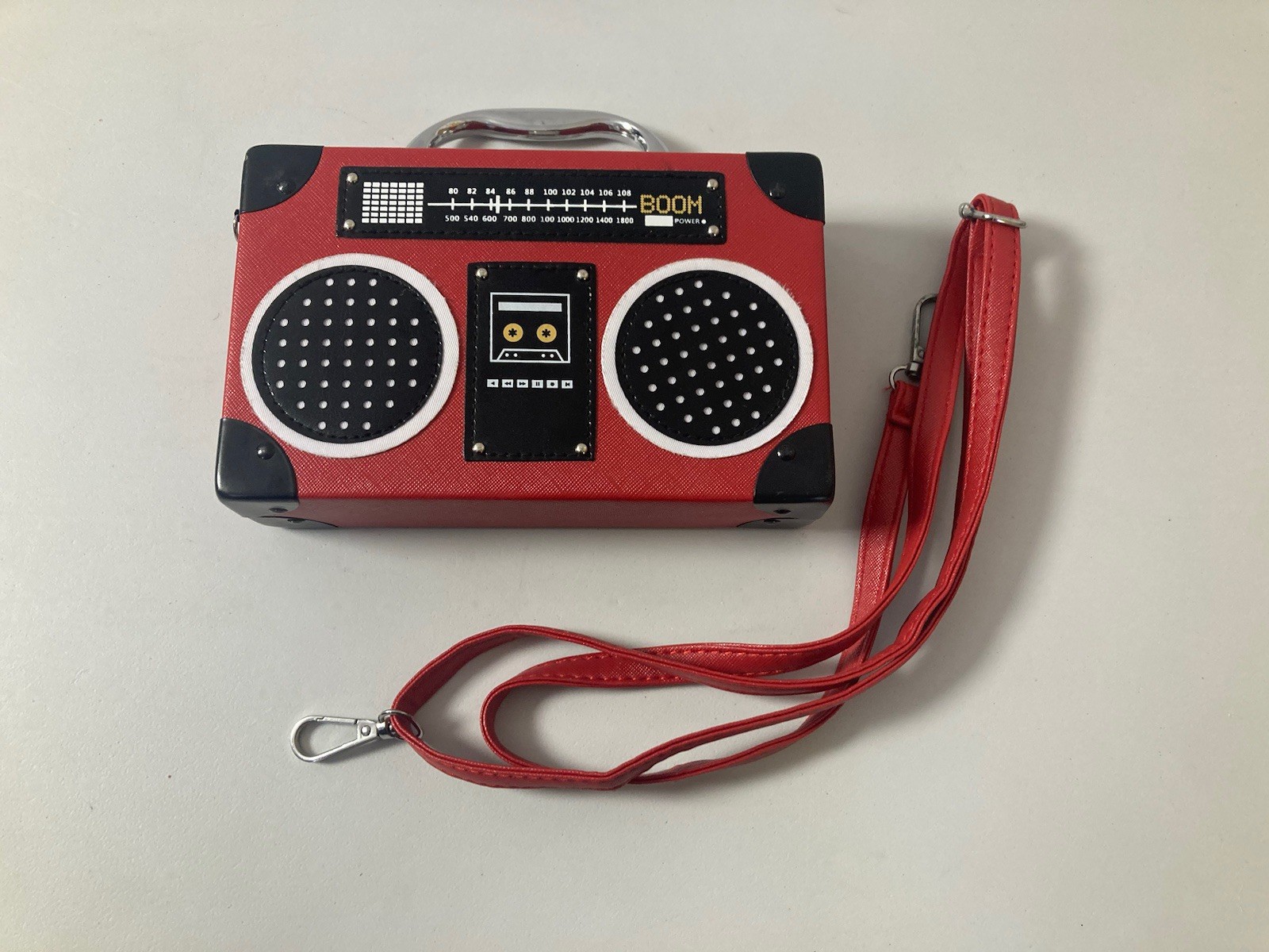 Red Crossbody Retro Boom Box Radio Mini Handbag Shoulder Briefcase Purse