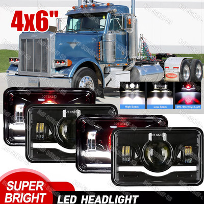Newest 4pcs 4x6'' inch Led Headlights Hi/Lo Beam For Peterbilt 357 378 379 A+++