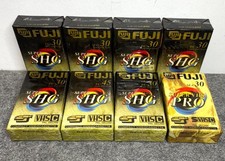 8x Fuji VHS C Video Cassetta Vuota Super SHG S VHS Pro - Nuovo e Saldato