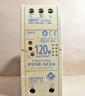 Idec PS5R-SE24 Power Supply, AC-DC, 5A @ 24VDC, 120W, 100-240V Input (New NoBox)