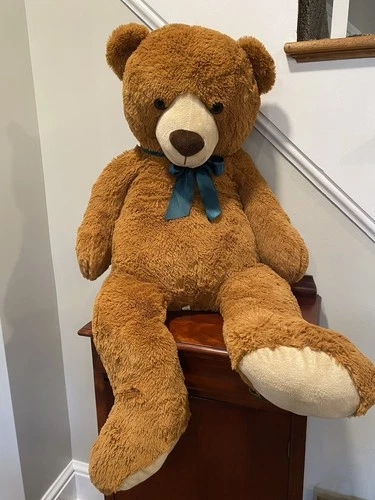 Toys R Us Teddy Bear Plush Green Satin Bow Jumbo Stuffed Animal Toy 42"H