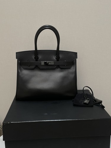 Authentic Hermes Birkin 30 So Black Handbag Black Box Calf Leather BlackHardware